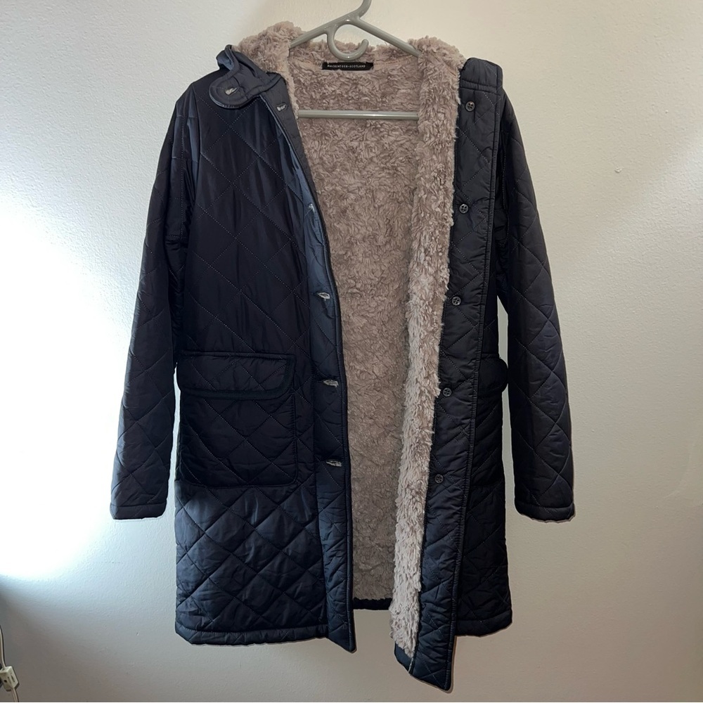 Olive green Mackintosh down jacket with sherpa lining size 36 made in Scotland - Picture 2 of 10